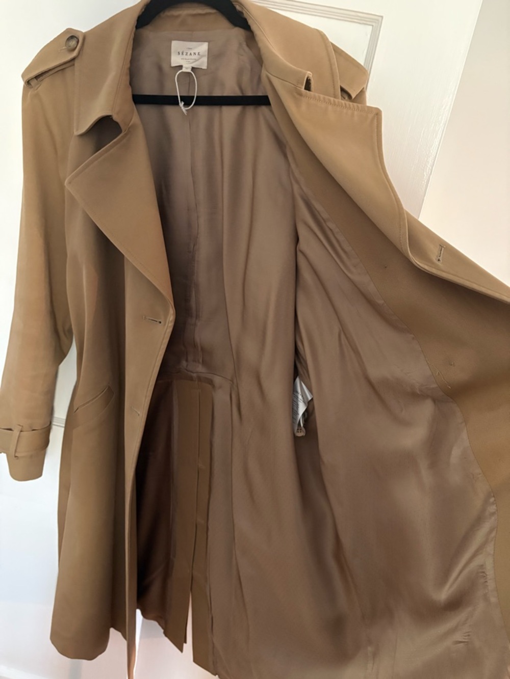 Sezane Scott Trench Coat Camel Size 10 42 - Picture 11 of 13